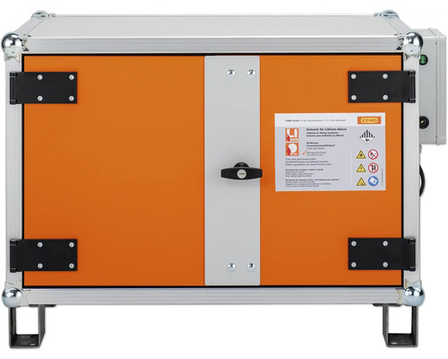 Cemo Schrank für Lithium-Akkus zur sicheren Lagerung und Aufbewahrung.