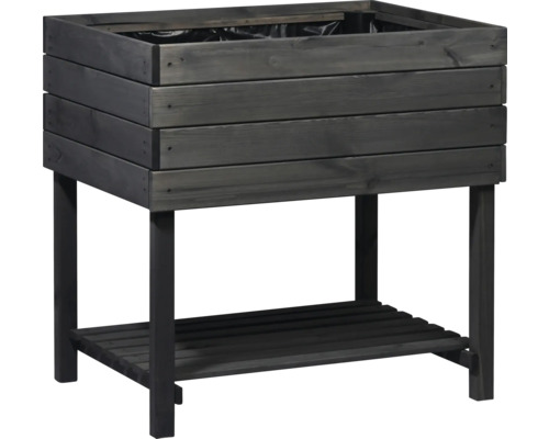 Jardinière sur pieds en bois avec étagère