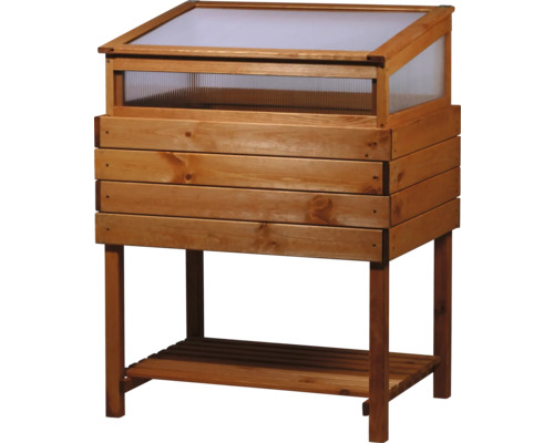 Hochbeet aus Holz mit Frühbeetaufsatz