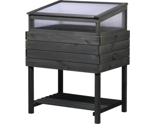 Hochbeet aus Holz mit Frühbeetaufsatz und Ablagefläche
