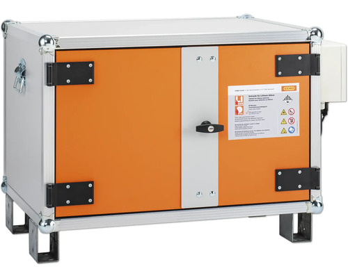 Armoire de charge pour batteries Cemo Premium Plus avec pieds 8/5 monophasée Armoire pour batteries au lithium avec autocollants de sécurité