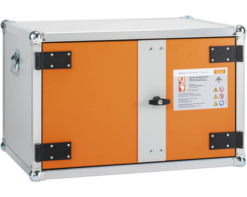 Armoire de stockage pour batteries Cemo 8/5 pour système d'alarme incendie Armoire pour batteries lithium-ion pour un stockage et un transport sûrs.