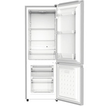 Geöffneter Kühlschrank mit mehreren Regalen und Gefrierschubladen