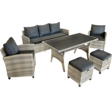 Ensemble de meubles de jardin avec canapé, fauteuil, table et tabourets