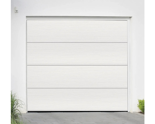 Porte de garage fermée avec structure de panneaux horizontaux