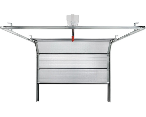 Porte de garage ouverte avec panneaux horizontaux