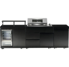 Cuisine extérieure avec gril, réfrigérateur et espace de rangement