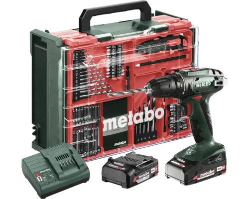 Perceuse-visseuse sans fil Metabo 18V atelier mobile BS18, y compris 2 batteries (2,0 Ah) chargeur et coffret d'accessoires