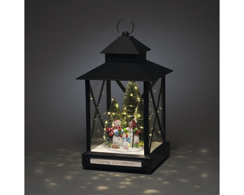 Lanterne noire bougie led Décoration Noël - 10x10x27.5cm