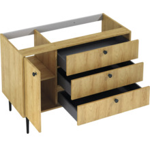 Meuble sous-vasque avec trois tiroirs et une porte