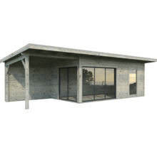 Abri de jardin Palmako Andrea 17,1 + 7,9 m² avec plancher 920 x 402 cm imprégné par immersion gris