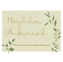 Grußkarte mit dem Text Herzlichen Glückwunsch für einen ganz besonderen Menschen