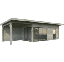 Gartenhaus Palmako Andrea 17,1+7,9 m² Schiebetür Isolierglas inkl. Fußboden 920 x 402 cm grau