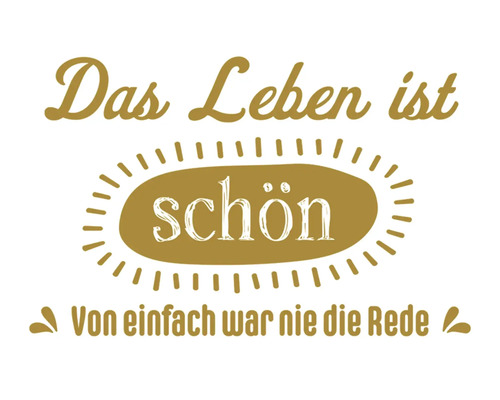 Aimant décoratif doré Das Leben ist schön, von einfach war nie die Rede 8,5x5,5 cm Décoration avec l''inscription La vie est belle. Il n''a jamais été dit que c''était facile.