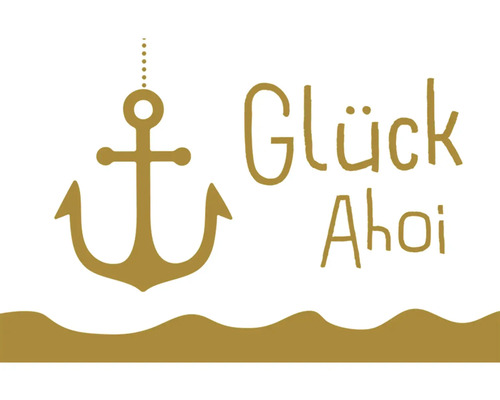 Aimant décoratif doré Glück Ahoi ancre 8,5x5,5 cm