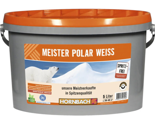 HORNBACH Wandfarbe Meister Polarweiß weiß spritzfrei konservierungsmittelfrei 5 L