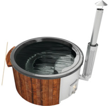 Bain nordique chauffé au bois avec cheminée et eau
