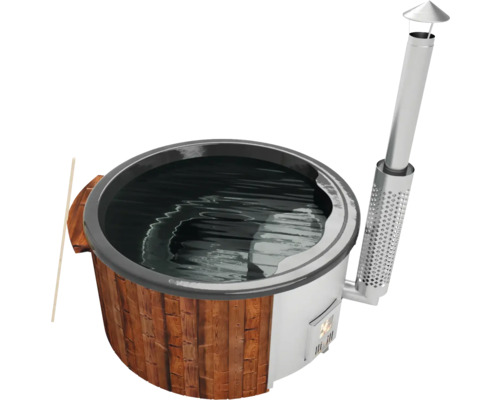 Bain nordique chauffé au bois avec cheminée et eau