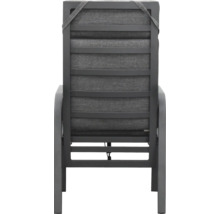 Vue arrière d''une chaise de jardin avec rembourrage et accoudoirs