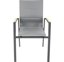 Chaise de jardin avec accoudoirs en métal et revêtement textile
