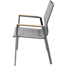 Fauteuil de jardin avec accoudoirs en métal et revêtement textile