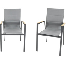 Deux chaises de jardin grises avec accoudoirs