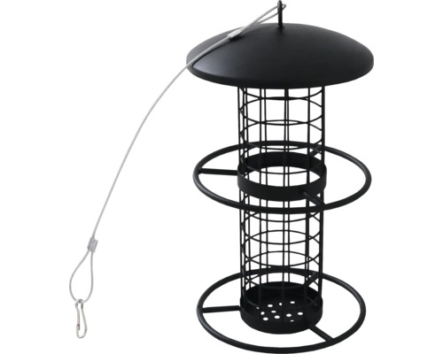 Colonne à nourriture Siena Garden colonne à nourriture pour oiseaux noir mat pour mésanges, poste d'alimentation de 26 cm pour oiseaux sauvages