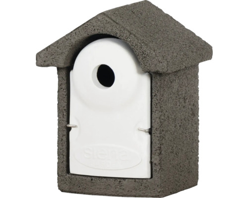 Nichoir Siena Garden béton de bois gris trou d'envol 28 mm béton de bois pin, cavité en épicéa 100 % FSC, nichoir pour oiseaux sauvages