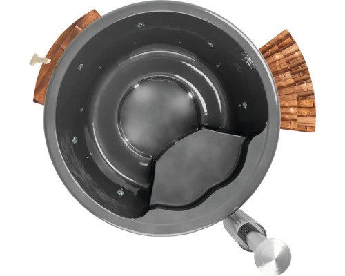 Jacuzzi rond avec éléments en bois