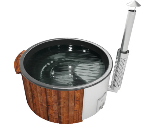 Bain nordique à bois avec eau et cheminée