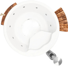 Bassin de tourbillon rond avec habillage en bois et jets