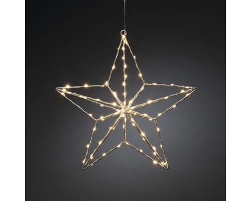 LED Silhouette Konstsmide Silberstern H 36 cm 90 Micro LEDs Lichtfarbe bernstein Dekorativer Stern mit Beleuchtung zum Aufhängen