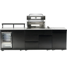 Cuisine de grill avec barbecue, réfrigérateur et plan de travail