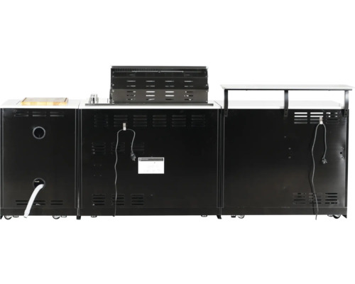 Vue arrière d''une cuisine extérieure avec plusieurs modules