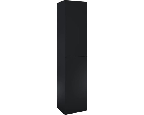 Armoire haute Jungborn lxhxp 400 x 1800 mm x 352 mm couleur de façade noir mat Armoire haute de salle de bain noire avec deux portes