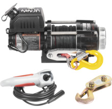 Elektrische Seilwinde mit Haken, Umlenkrolle und Kabelfernbedienung