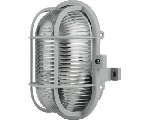 Hublot ovale IP44 grille PVC gris Applique murale ovale avec grille de protection pour l''extérieur