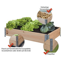 Hochbeet mit Salat, Kartoffeln und Kohl, vielseitig verwendbar, stapelbar und passend auf Europalette