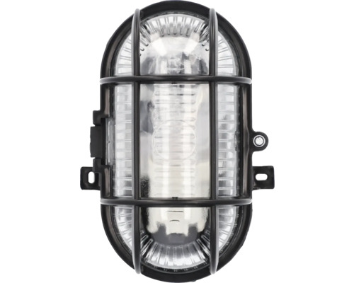 Hublot ovale IP44 grille PVC noir Luminaire extérieur ovale avec grille de protection