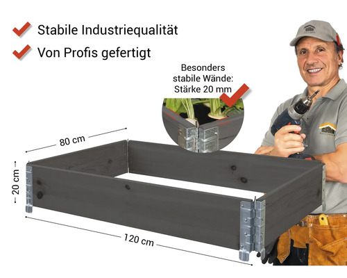 Hochbeet aus Holz, 120 x 80 x 20 cm, stabile Industriequalität
