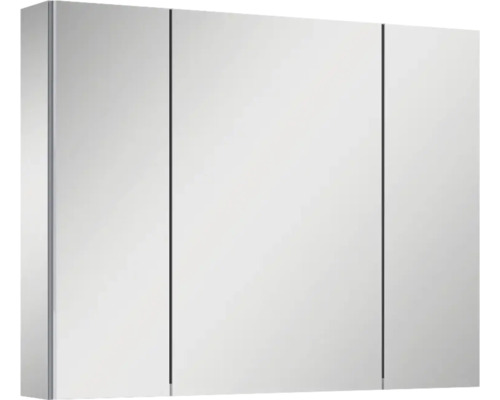 Jungborn Spiegelschrank 806 x 129 x 618 mm grau 3-türig mit einseitigen Spiegeltüren und Seitenverspiegelung