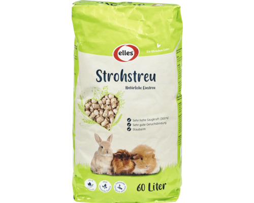 Litière pour petits animaux elles paille naturelle pour rongeurs et chats 60 l env. 24 kg