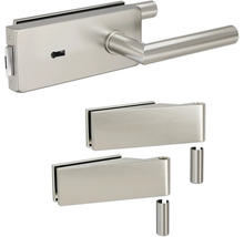 Set de ferrures pour porte en verre avec poignée et serrure