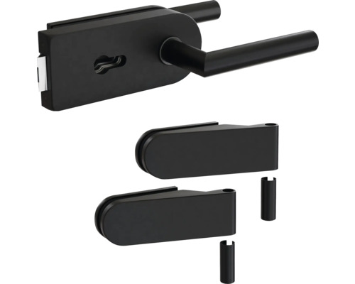 Ferrure de porte vitrée Pertura Jonte Studio PZ noir y compris 2 pièces de cadre pour huisserie en bois Ferrure de porte vitrée Pertura Jonte Studio PZ noir y compris 2 pièces de cadre pour huisserie en bois