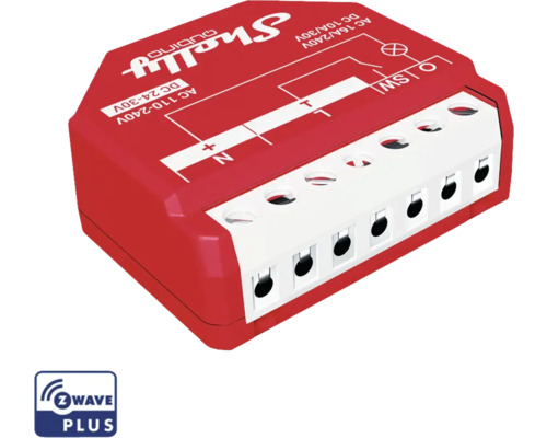 Relais Shelly Wave Pro 1PM max 16A monocanal 1x 16A fonction de mesure Z-Wave Relais domotique intelligent Shelly Qubino avec le logo Z-Wave Plus