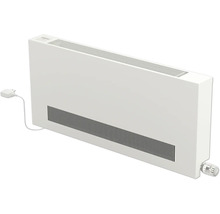 Weißer Elektroheizkörper mit Thermostat und Netzstecker