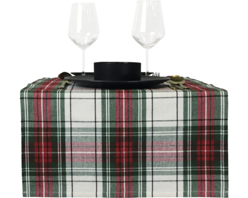 Chemin de table Noël Tartan blanc 45x150 cm