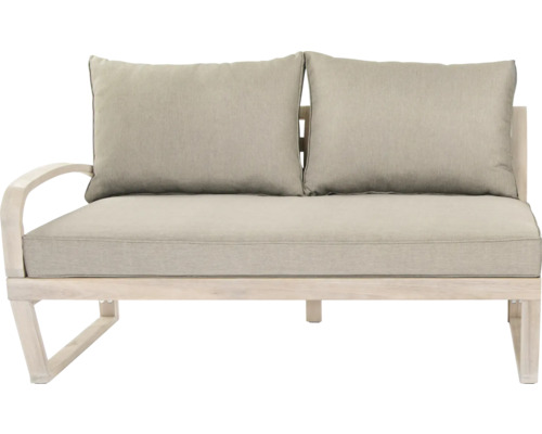 Zweisitzer Gartenbank mit Armlehne links und zwei Kissen