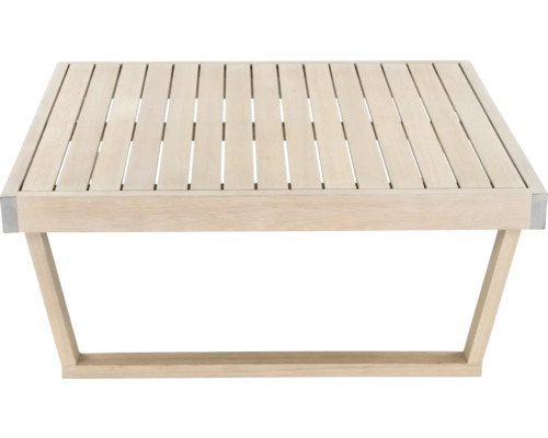 Quadratischer Gartentisch aus Holz mit Lattenrost