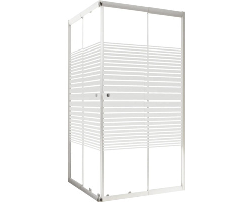 Cabine de douche avec motif à rayures horizontales sur le verre